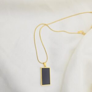 Obsidian Frame Pendant Necklace