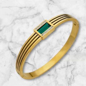 Emerald Charm Gold-Plated Designer Bangle