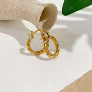 diamond-accent gold hoop earrings.