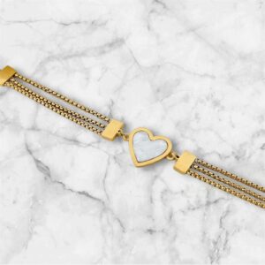 gold heart mother-of-pearl bracelet"